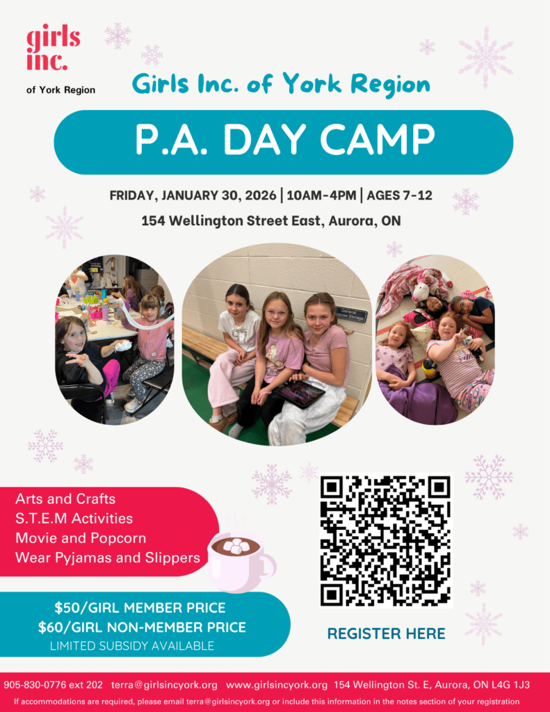 Girl's Inc. of York Region Winter P.A. Day Camp Flyer